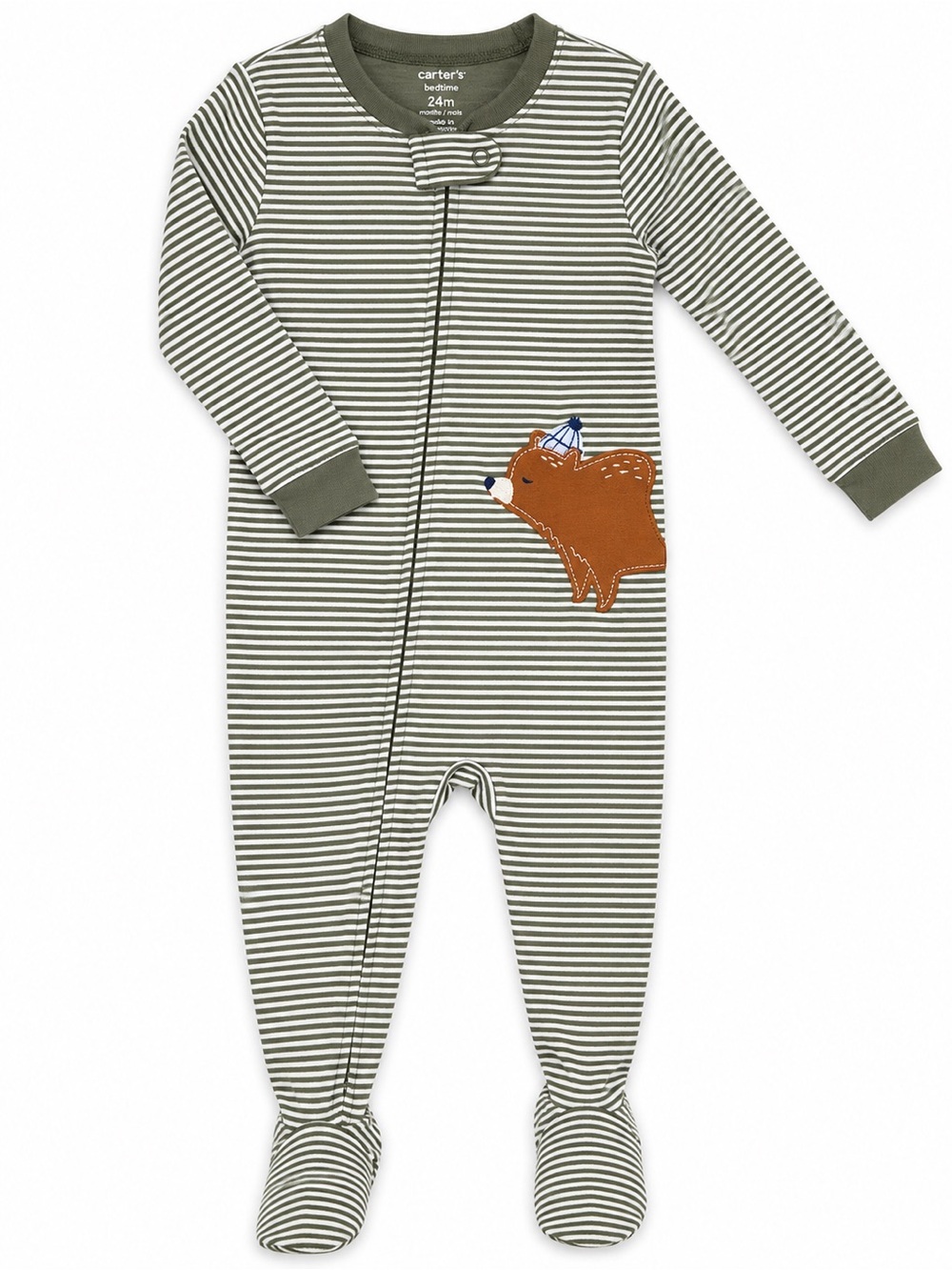 Carter's Stripe Bear Appliqué Footed One-Piece